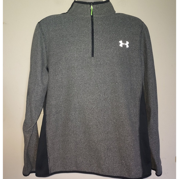 Under Armour Mens Coldgear Shirt Large 1/4 Zip Pullover Fleece Performance Gray - Picture 1 of 7